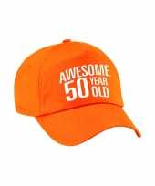 Awesome 50 year old verjaardag cadeau pet cap oranje voor dames en heren