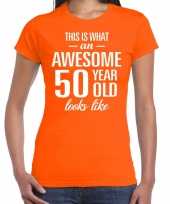 Awesome 50 year sarah verjaardag cadeau t-shirt oranje voor sarah