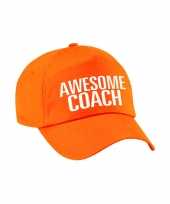 Awesome coach cadeau pet cap oranje voor dames en heren