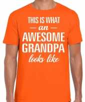 Awesome grandpa opa cadeau t-shirt oranje voor heren