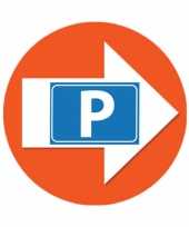 Bewegwijzering stickers oranje met p symbool 4 st