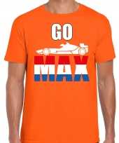 Go max autocoureur autosport supporter met raceauto t-shirt oranje voor heren