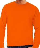 Grote maten sweater sweatshirt trui oranje met ronde hals voor mannen koningsdag oranje supporter