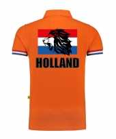 Holland fan polo t-shirt oranje luxe kwaliteit nederlandse vlag met leeuw 200 grams heren