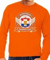 Koningsdag drinking team sweater oranje heren
