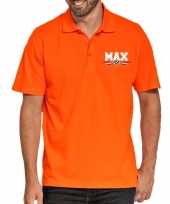Max autocoureur autosport supporter met logo op borst poloshirt oranje voor heren