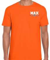 Max autocoureur autosport supporter met logo op borst t-shirt oranje voor heren