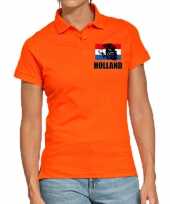 Oranje fan poloshirt kleding holland met leeuw en vlag ek wk voor dames