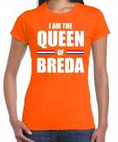 Oranje i am the queen of breda t-shirt koningsdag shirt voor dames