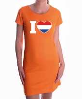 Oranje jurkje i love holland hartje voor dames