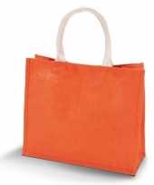 Oranje jute shopper boodschappentas 42 cm