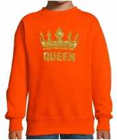 Oranje koningsdag gouden queen trui kinderen