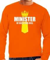 Oranje minister of rock n roll sweater met kroontje koningsdag truien voor heren