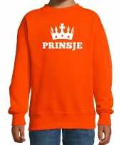Oranje prinsje met kroon sweater jongens