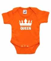 Oranje rompertje met kroon queen voor babies