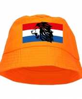 Oranje supporter koningsdag vissershoedje met hollandse vlag en leeuw