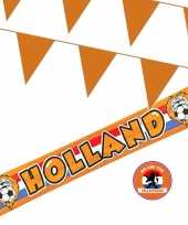 Oranje versiering buiten pakket 1x holland banner 370x60 200 meter vlaggetjes