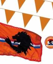 Oranje versiering buiten pakket 1x mega holland vlag 200 meter vlaggetjes