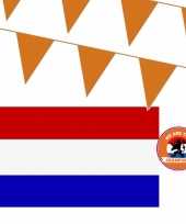 Oranje versiering buiten pakket 1x mega nederland vlag 200 meter vlaggetjes