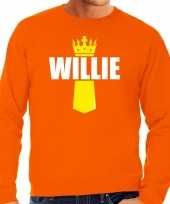Oranje willie sweater met kroontje koningsdag truien voor heren