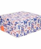 Rol met blauw wit oranje sinterklaas inpak papier