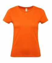 Set van 3x stuks oranje shirts met ronde hals voor koningsdag of nederland supporter voor dames maat xs 34