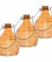 Set van 4x stuks wespenvangers wespenvallen oranje 17 cm van glas
