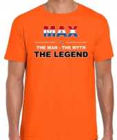 Supporter t-shirt max the legend oranje voor heren