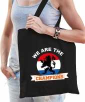 We are the champions oranje supporter tas zwart voor dames en heren ek wk voetbal koningsdag