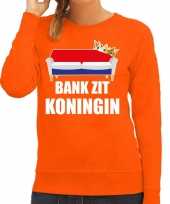 Woningsdag bank zit koningin sweater trui voor thuisblijvers tijdens koningsdag oranje dames