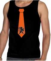 Zwart fan tanktop hemdje holland oranje leeuw stropdas ek wk voor heren